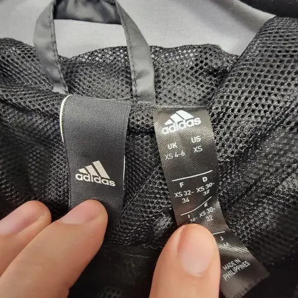 Adidas Lightweight Hooded Windbreaker Running Jacket Black XS - Picture 8 of 10